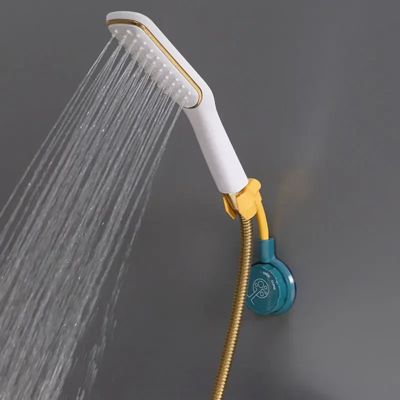 360° Shower Head Holder Adjustable Self-Adhesive Showerhead Bracket Wall Mount with Hooks Stand SPA Bathroom Universal ABS 1pc image 3