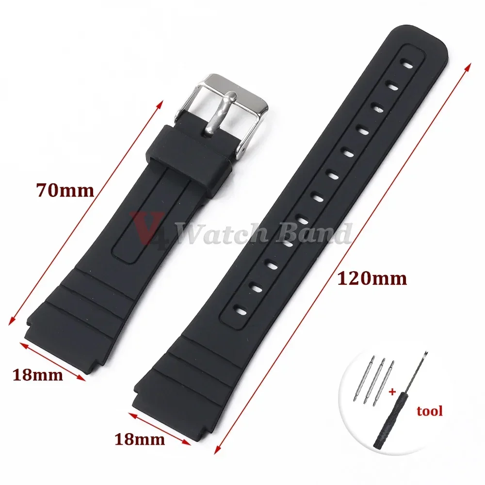 Silicone Watch Strap for CASIO F91W W-800H 18mm for W800H SGW400 F91W F84 F105/108 A158/168 AE1200/1300 Soft Men Wrist Bracelet