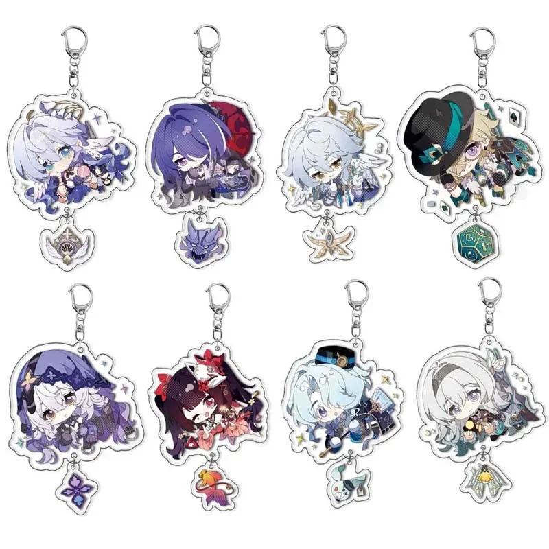 

Game Honkai: Star Rail Sparkle Aventurine Firefly Raiden Bosenmori Mei Keychain Anime Cosplay Accessories Pendant Prop Badge