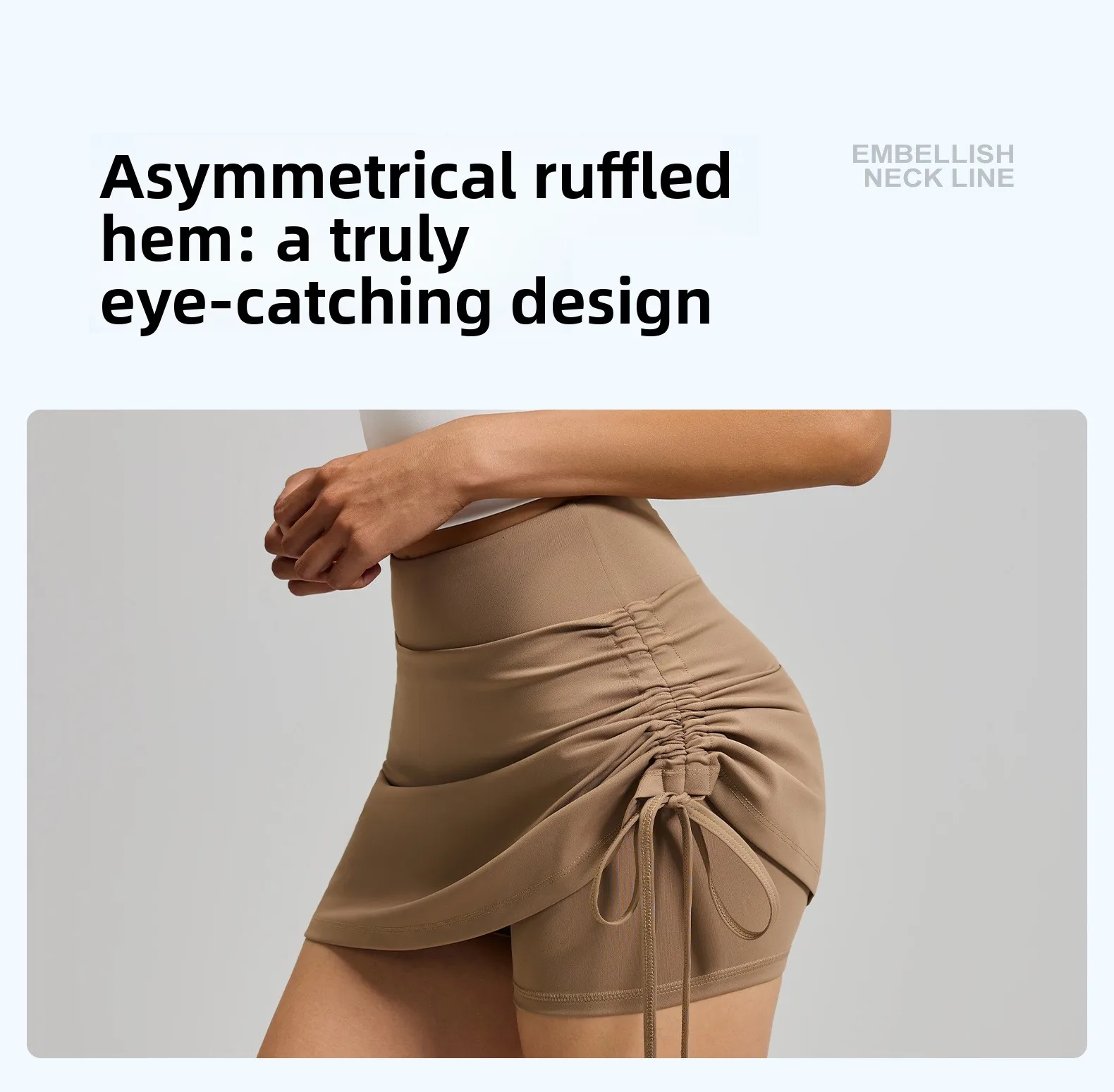 2026 Sommer Heißer Damen-Sportrock Anti-Rutsch-Rock Hohe Taille Laufshorts Fake Zweiteiliger Yoga-Shorts mit Kordelzug Sexy Passform – Detail 12