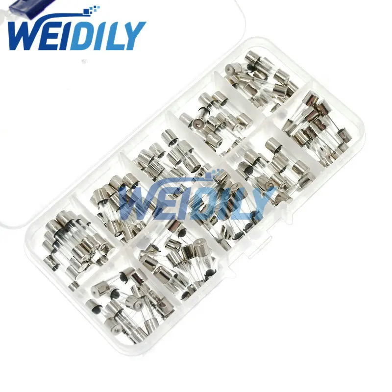 100PCS 10Kinds 5x20mm Fast Glass Fuses Kit In Box 0.2A 0.5A 1A 2A 3A 5A 6A 8A 10A 15A/250V 5*20 Insurance Tube Package