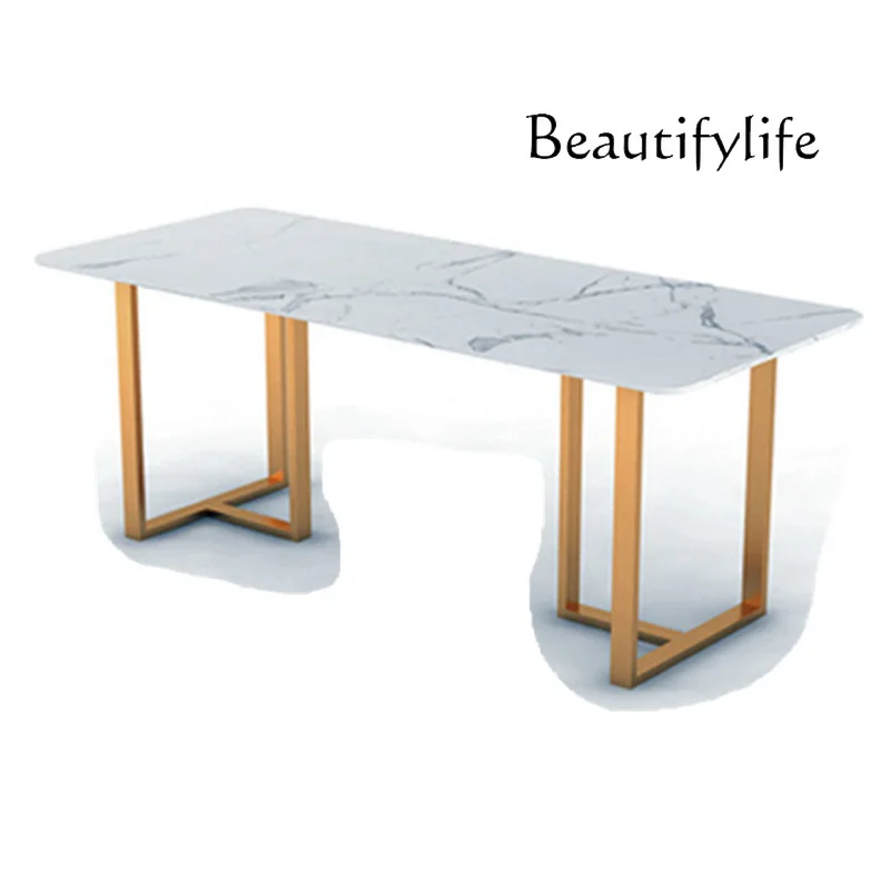 

Nordic marble dining table wrought iron cafe dining table and chair combination Western restaurant dining table