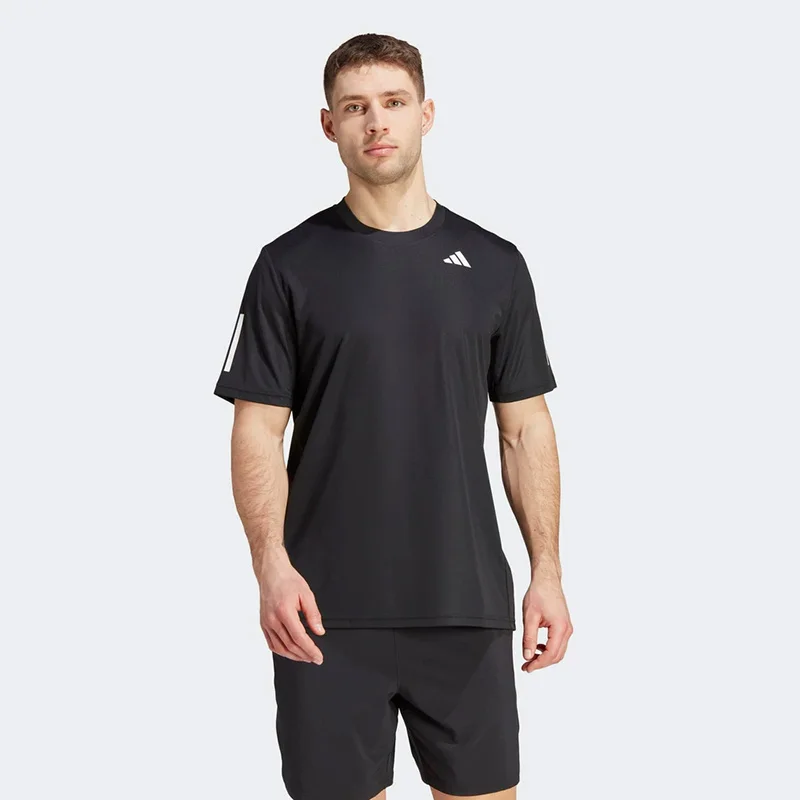 Camiseta Adidas negra de manga corta para hombre, nueva ropa deportiva para entrenamiento físico, camiseta de secado rápido IS2296