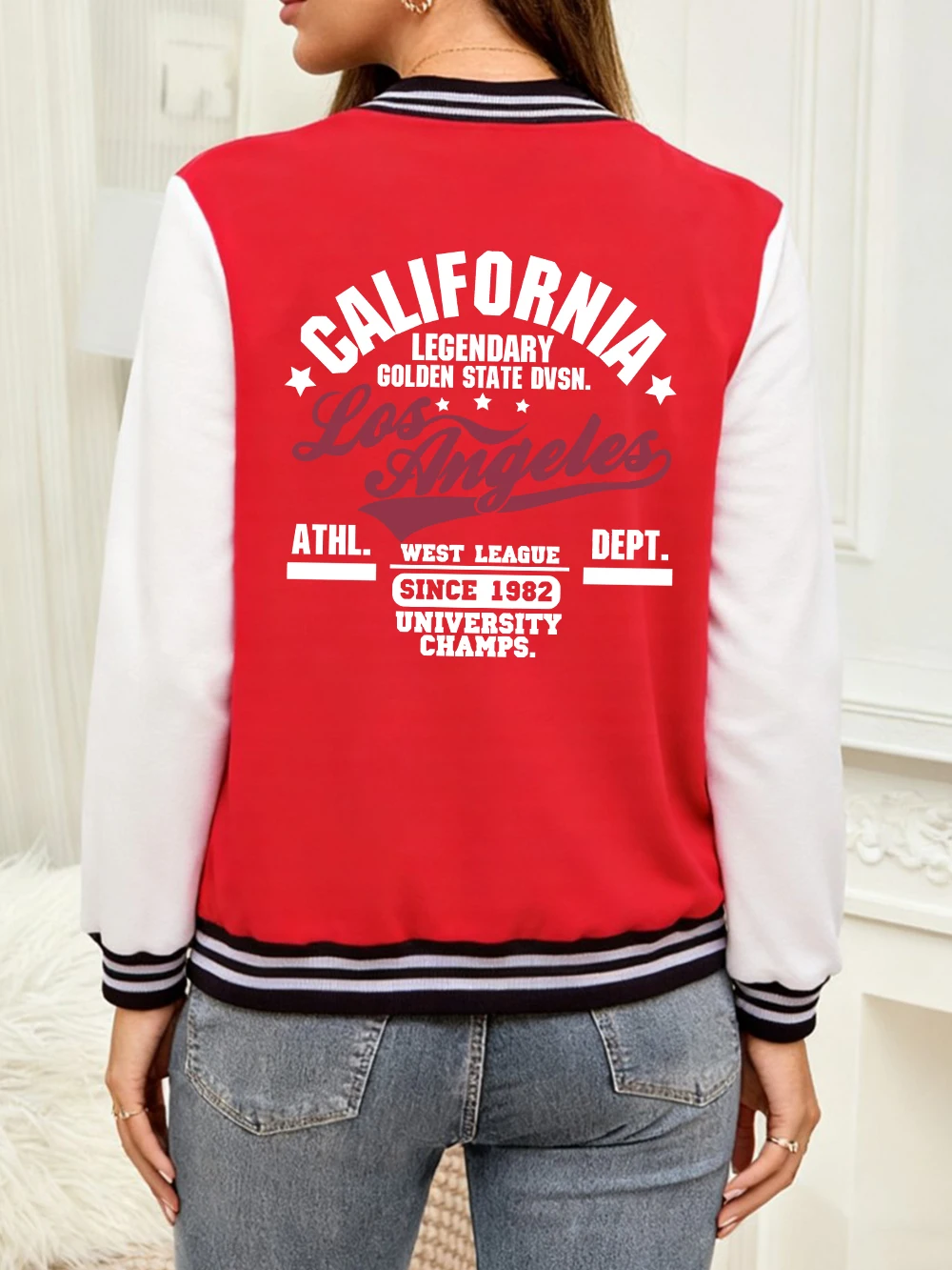 

California Oakland Athletic Letter Prints Baseball Coat Women Basics Sporty Jackets Street Pocket Tops Winter Warm Woman Clothes