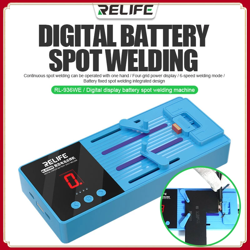 RELIFE RL-936WE Battery Spot Welder Kit Portable Digital Display Nickel Plated 18650 Battery Pack Machine Weld DIY Spot Welding