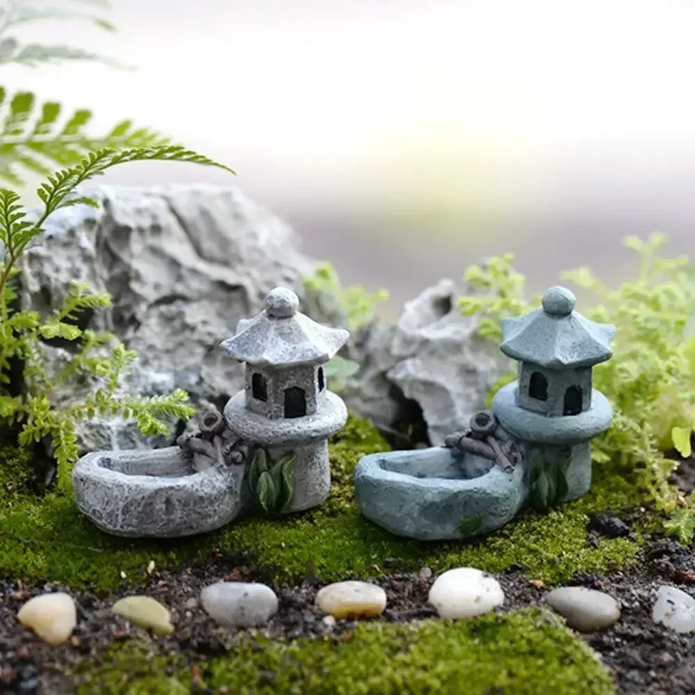 برج حمام سباحة اصطناعي عتيق منزل مصغر لحديقة الجنية منظر طبيعي صغير ديكور مكتب منزلي مجموعة يدوية مصغرة #2