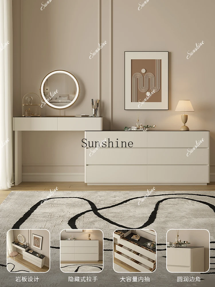 Bedroom solid wood dresser chest integrated cream wind bed tail ultra-thin small apartment simple modern makeup table  FT
