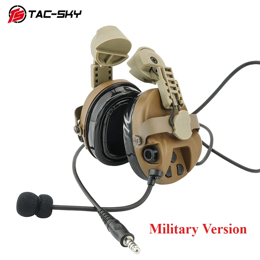 TAC-SKY Military Tactical Headset H304 Helmet ARC Track Dual-Use Bracket Modular for Hunting Shooting Walkie-Talkie PTT Headset