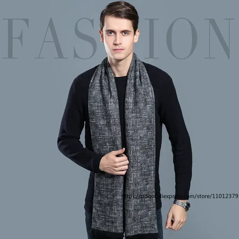 Designer Marke Plaid männer Kaschmir Schal Winter Warme Schals Schals Casual Business Lange Wraps Pashmina Weihnachten Geschenk für Mann