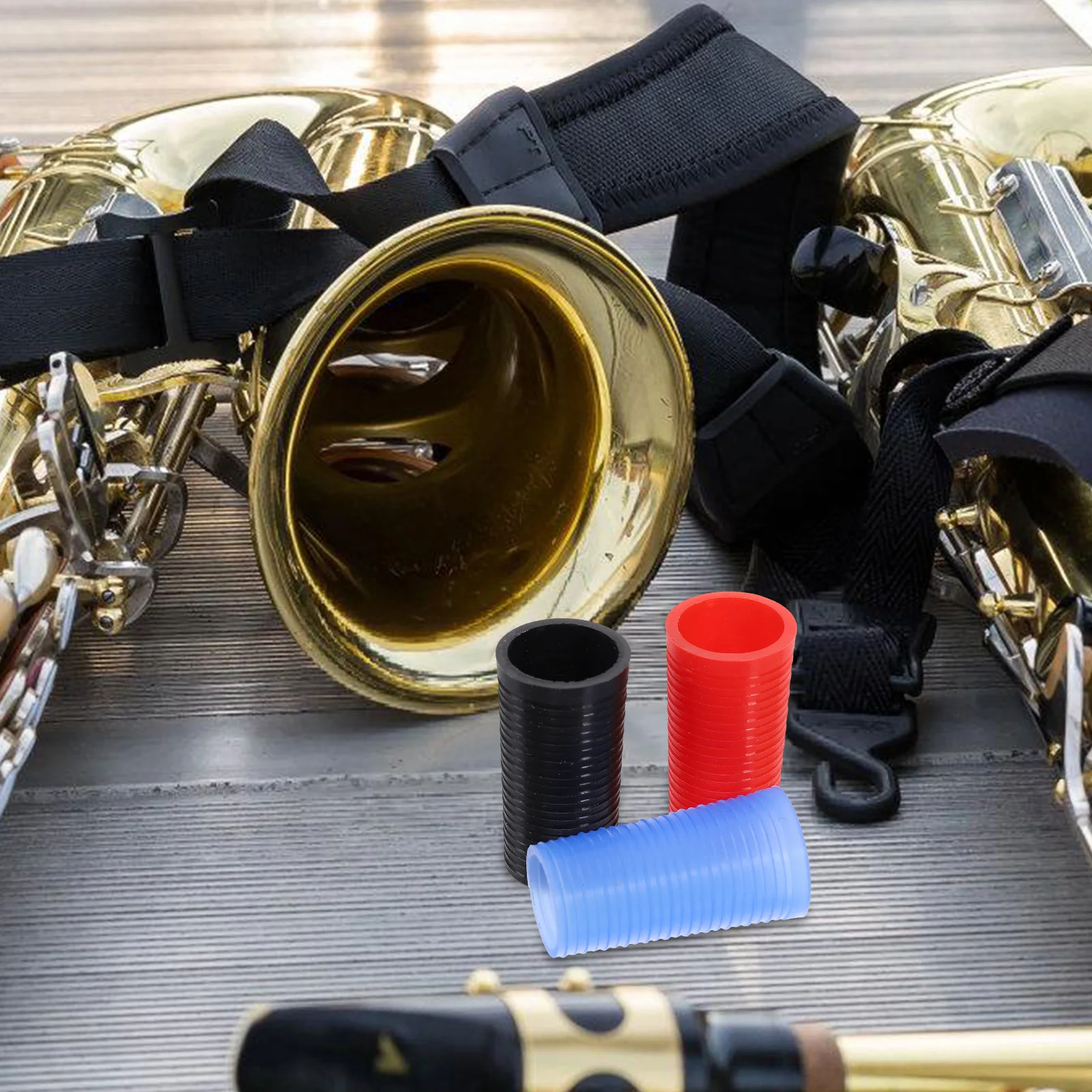 

3Pcs Saxophone Silicone Neck Rings Sleeves Wear Resistant Easy Remove Replacement for Alto Soprano Tenor Saxophone Parts