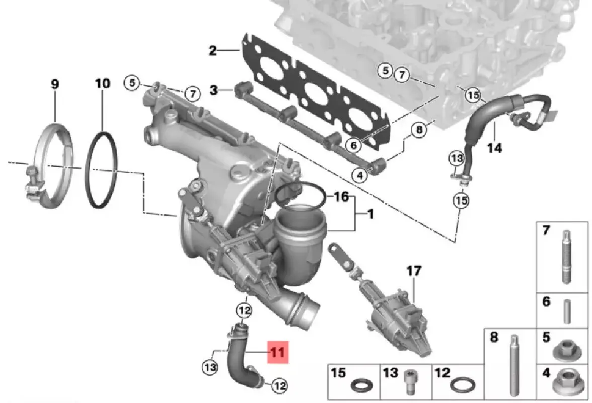 11427617537 For BMW 1 Series 2 Series 3 Series X1MINI Turbo Pipe