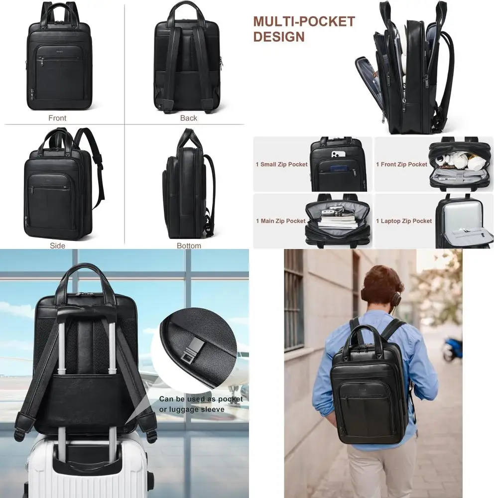 Sac à dos pour ordinateur portable Shrrie 15,6 pouces, sac à dos de travail BusinWork, sac à dos pour ordinateur portable durable ou pour le bureau, les voyages, l'université, noir bicolore