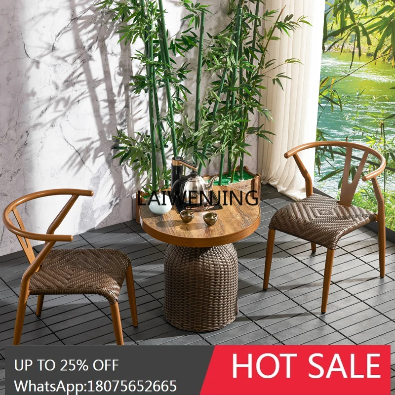 LYN Nordic style balcony tea combination leisure rattan chair three-piece set