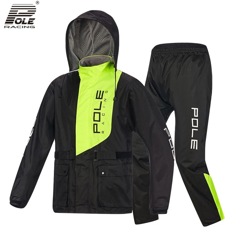 

POLE Motorcycle Raincoat Waterproof Breathable Reflective Raincoat Rain Pants Rainstorm Prevention Motocross Riding Raincoat Set