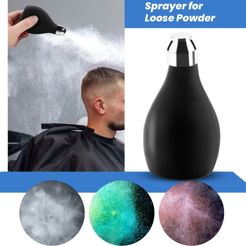 زجاجة رذاذ مسحوق، موزع مسحوق سيليكون قابل لإعادة الملء حاوية مسحوق فارغة للحلاق، بخاخ مسحوق أسود متين لـ Lo #2