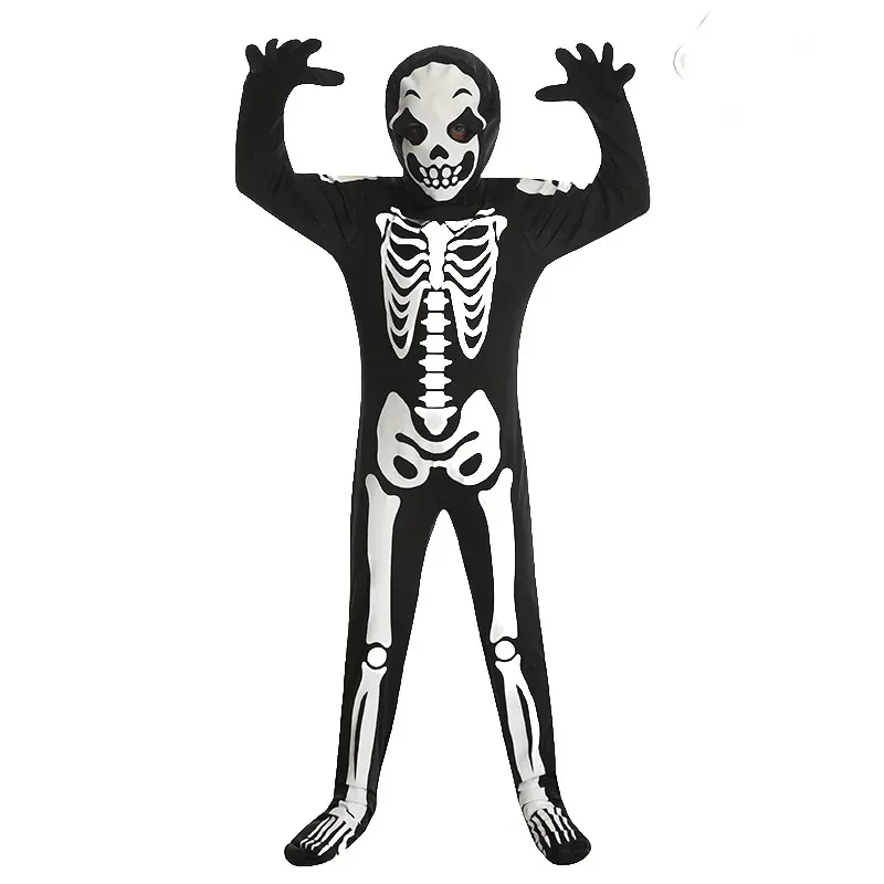 

2025 enen Skeleton Cosplay Costume Jumpsuit Glow In The Dark Ghost Horror Boys Clothing Halloween Christmas Party Carnival Zenta