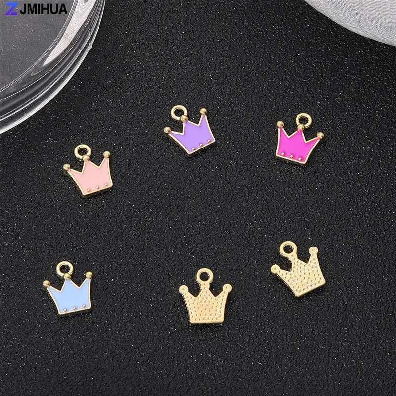 15pcs Enamel Crown Charms Pendants For Jewelry Making Supplies DIY Handmade Women Earrings Bracelets Findings Accessories