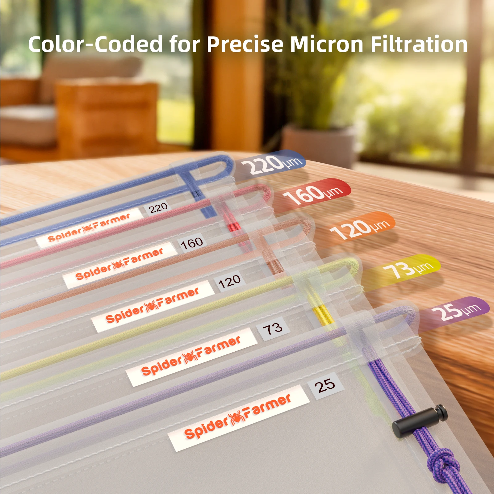 أكياس فلتر شبكية قابلة لإعادة الاستخدام سعة 5 جالون من Spider Farmer |   مع شاشة الفلتر وحقيبة التخزين |   25-220 ميكرون للنباتات