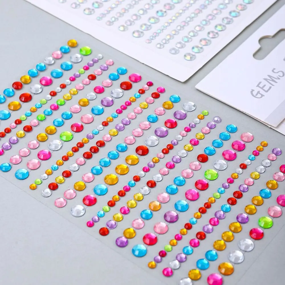 3sheets Decoration Stickers 3D Gem Stickers Scrapbooking DIY Mobile Phone DIY Acrylic Gem Sticker Self Adhesive