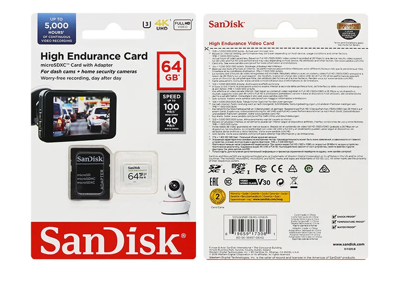 SanDisk 32GB 64GB 128GB 256GB High-Endurance MicroSDXC UHS-I Karte 20000 Stunden Dauerempfindung 100MB/s 40MB/s Speicherkarte – Detail 17