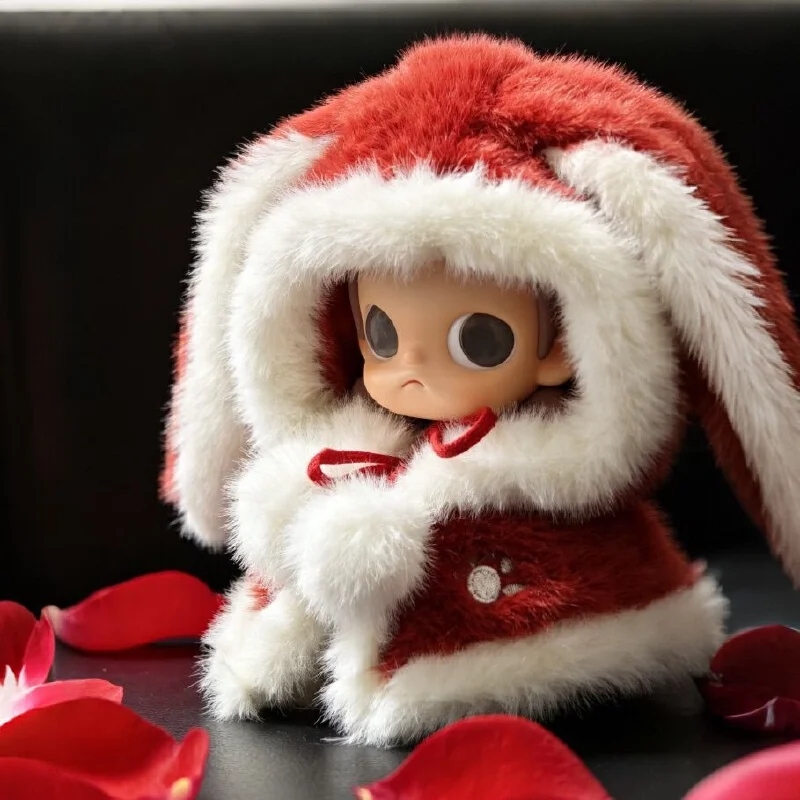 No dolls only clothes for Zsiga Doll Clothes Christmas Red Rabbit Plush Cloak Set Long Ear Hat BJD Doll Replacement Outfit