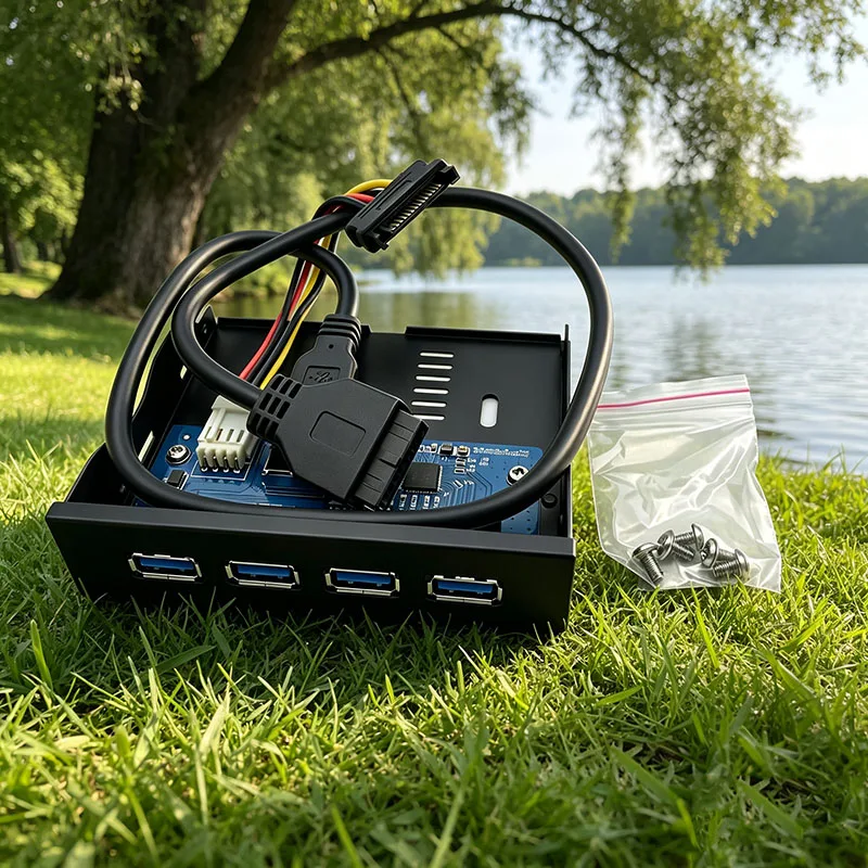 USB 3.0 HUB 4 Port USB3 Front Panel to Motherboard 19/20Pin Header Connector Cable Compatible for 3.25inch Floppy Disk Drive Bay