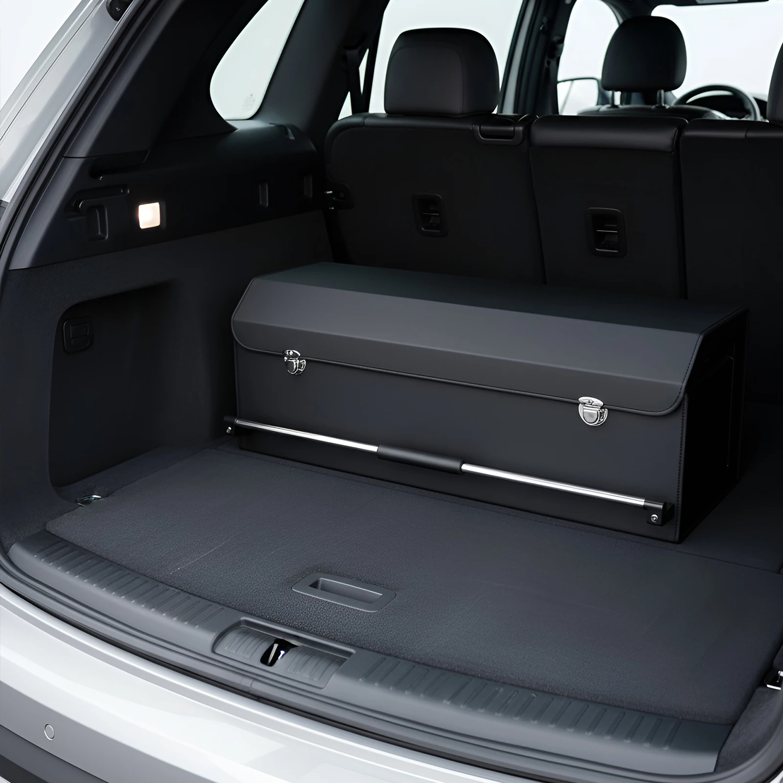 Car Trunk Organizer Nappa Leather Car Trunk Storage Organizer with Lid and Handle Car Organizer Storage Box Suv Trunk Organizer