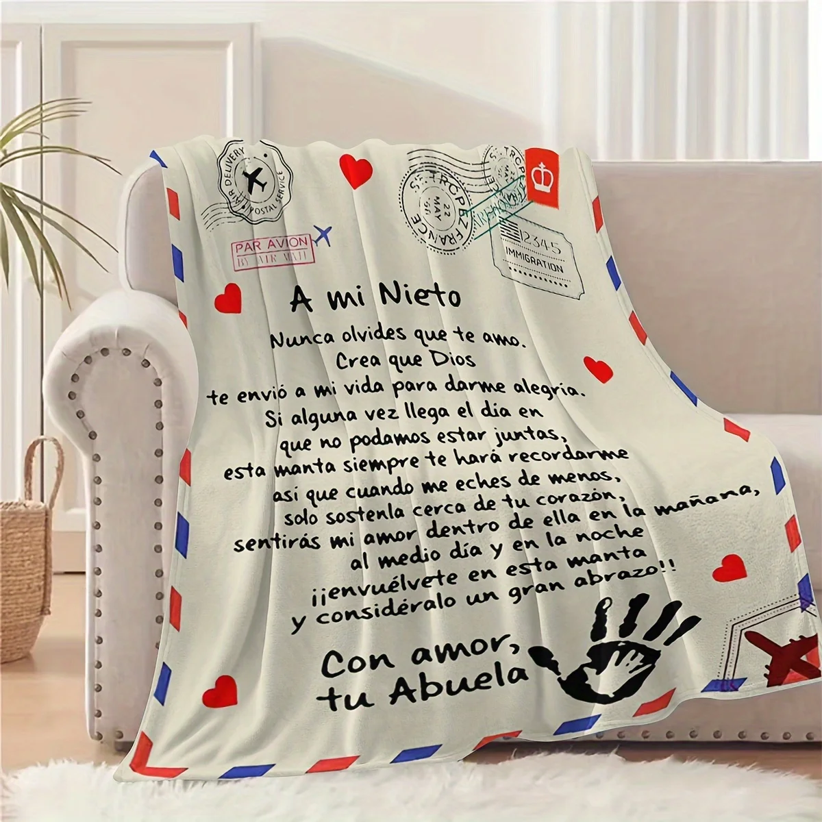 [Spanish Language] 1pc - Gift Blanket for My Son, Fleece Blanket, Suitable for Sofa, Bedroom, Outdoor Camping Multi-Purpose Flee