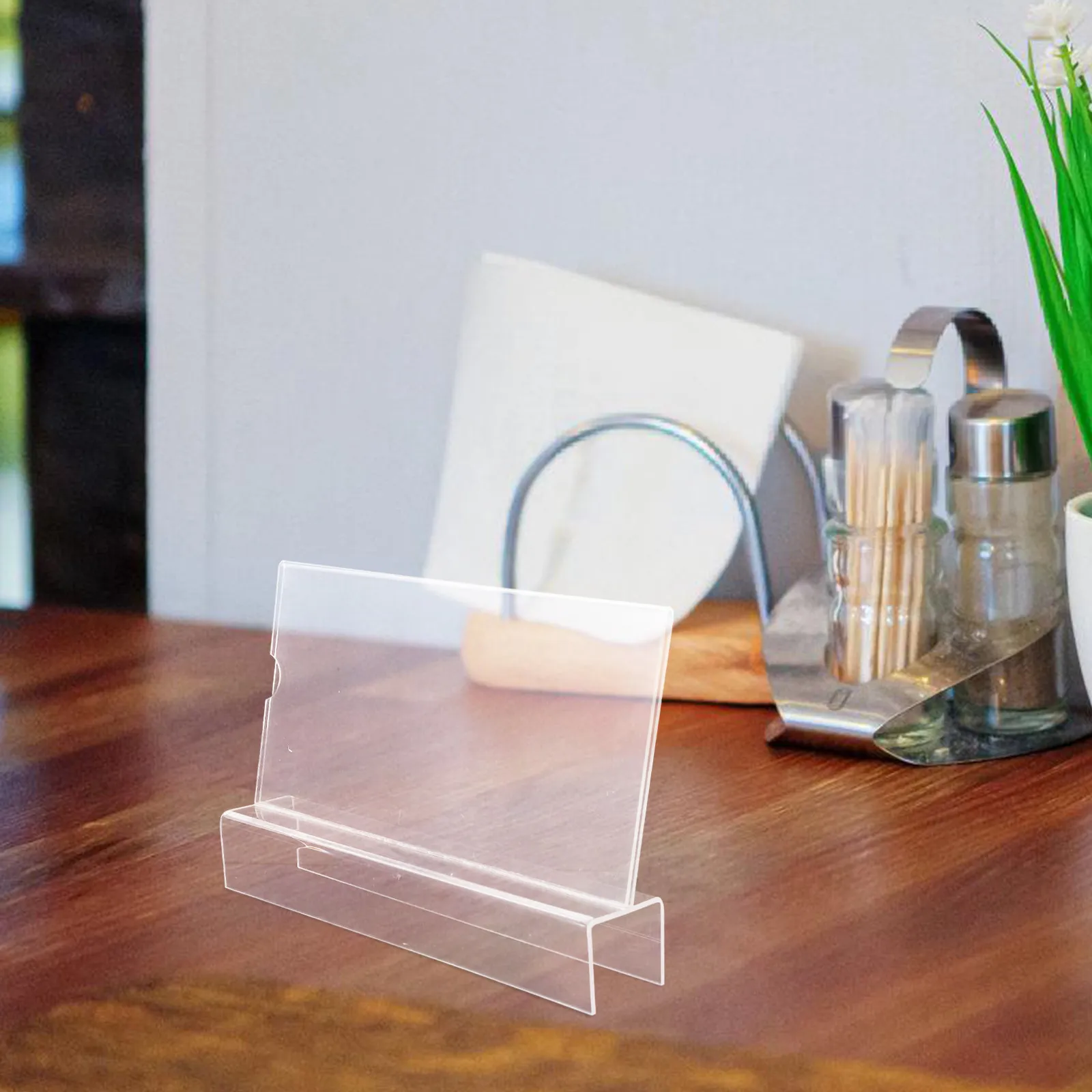 Acrylic Workstation Nameplate Clear Desk Sign Vertical Space-Saving Display Stand Retail Price Tag Holder Mini Sign Display