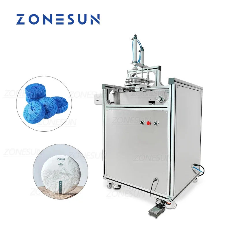 ZONESUN ZS-PK950 Semi Automatic Toilet Cleaner Hotel Soap Cake Teacake Pleated Wrapping Machine Packaging Machine With Conveyor