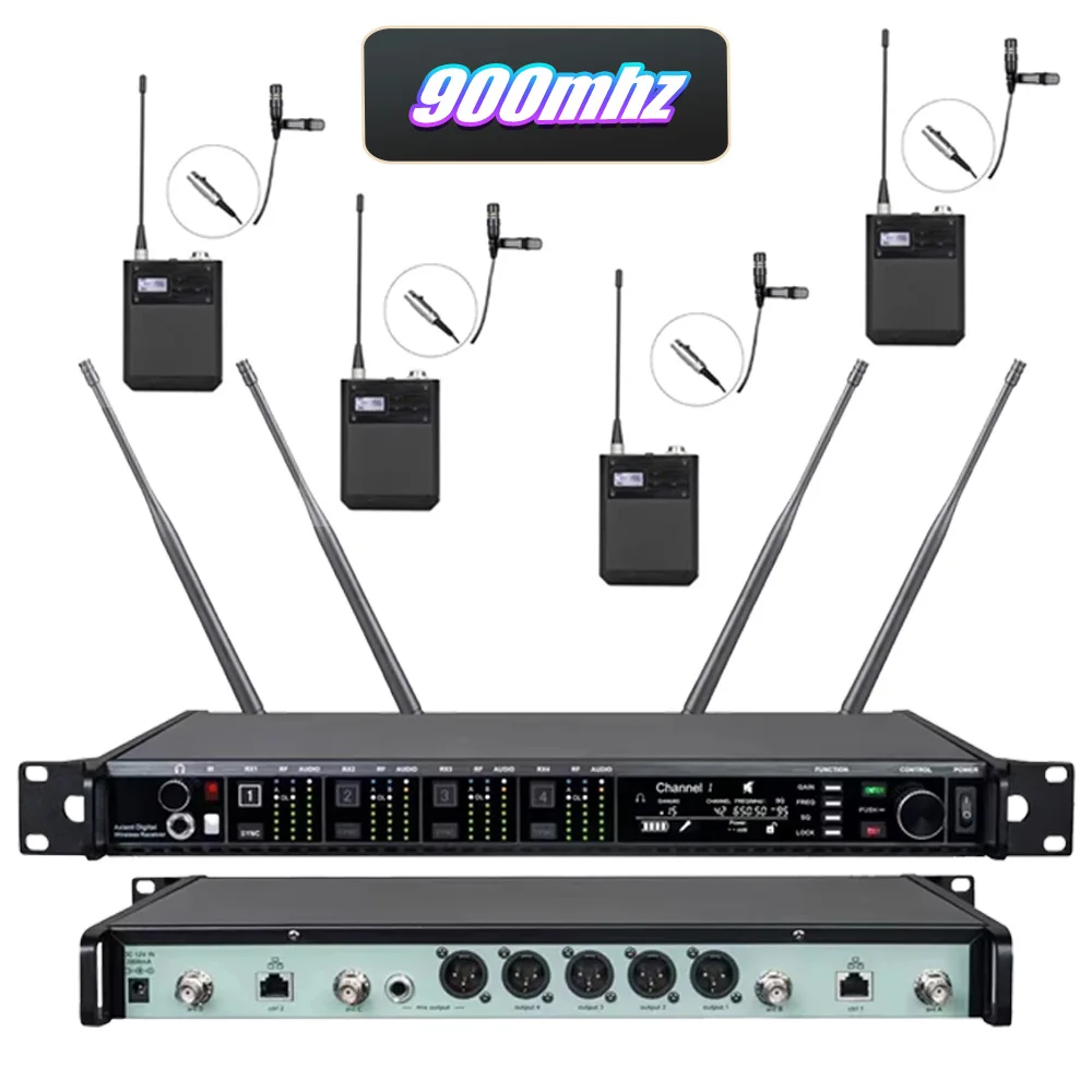 Paulkitson AD4Q KSM9 Professioneel Draadloos Microfoonsysteem 4-Kanaals 500/600/900MHZ Headset Microfoon Lavalier Voor Podium Buiten