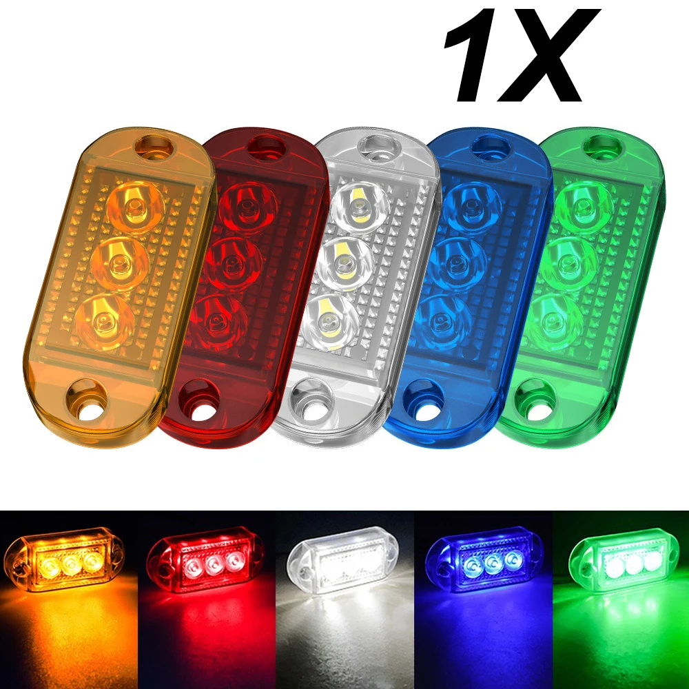 

1X 3led Truck Trailer Side Marker Indicators Light Signal Brake Rear Warning Taillight 12V 24V Emergency Lights Constant Lights