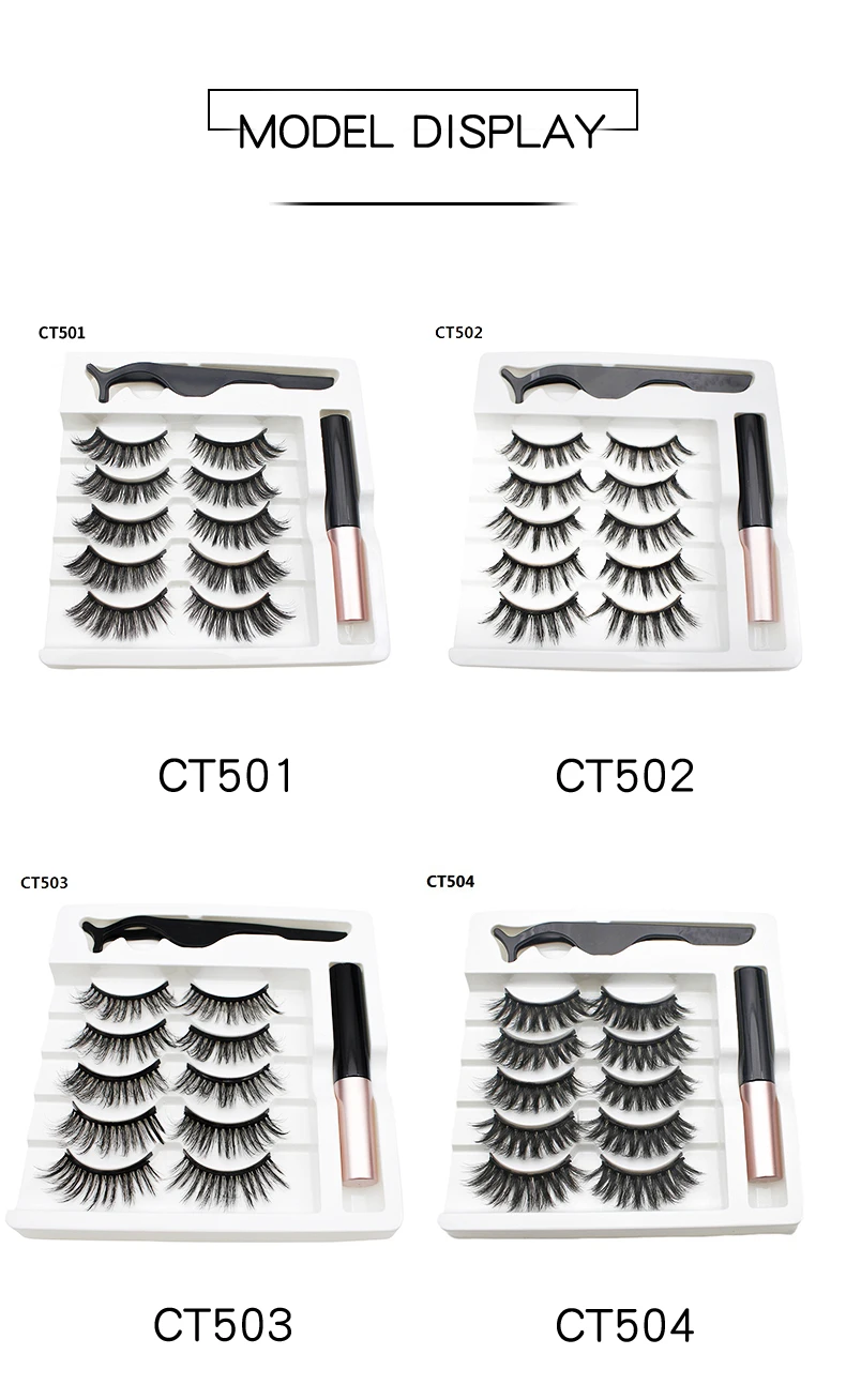 5 Paar 3D dicke magnetische falsche Wimpern, wiederverwendbare lange Wimpern, künstliche Nerzwimpern, magisches, dauerhaftes Eyeliner-Set, natürlicher Look – Detail 9