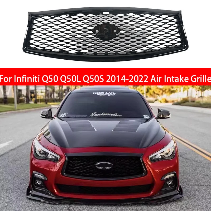 

For Infiniti Q50 Q50S 2014- 2017 2018-2022 Air Intake Grille Front Grille Racing Grills Front Upper Bumper Hood Mesh Grid
