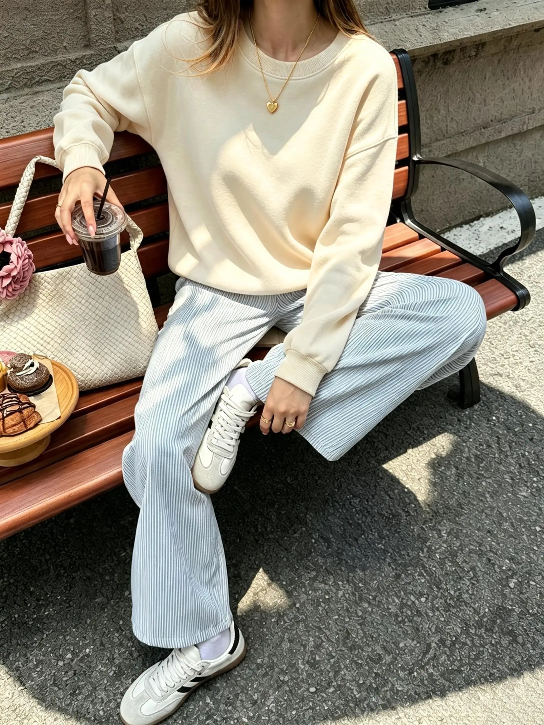 Oversized Crewneck Fleece - Moletom Feminino Coreano de Outono em