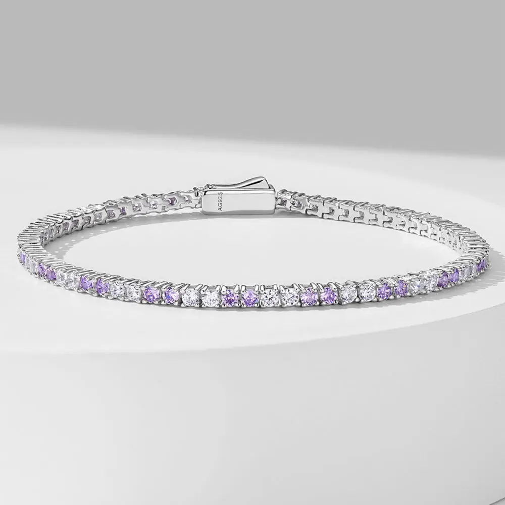 SONGYUN High Carbon Gemstones Jewelry Women Sterling Silver Purple Diamond Full Pavé Starry Sky Bracelet Hand Jewelry