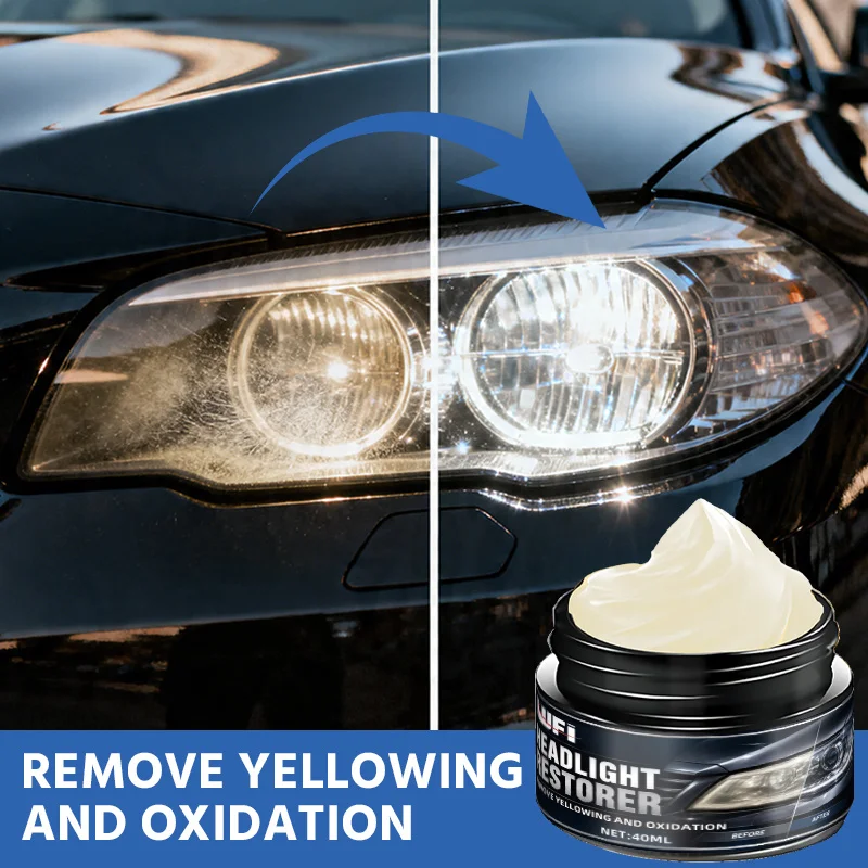 Professional Headlight Yellow Remover, Restore Oxidized Foggy Lamps, Polish to Boost Brightness