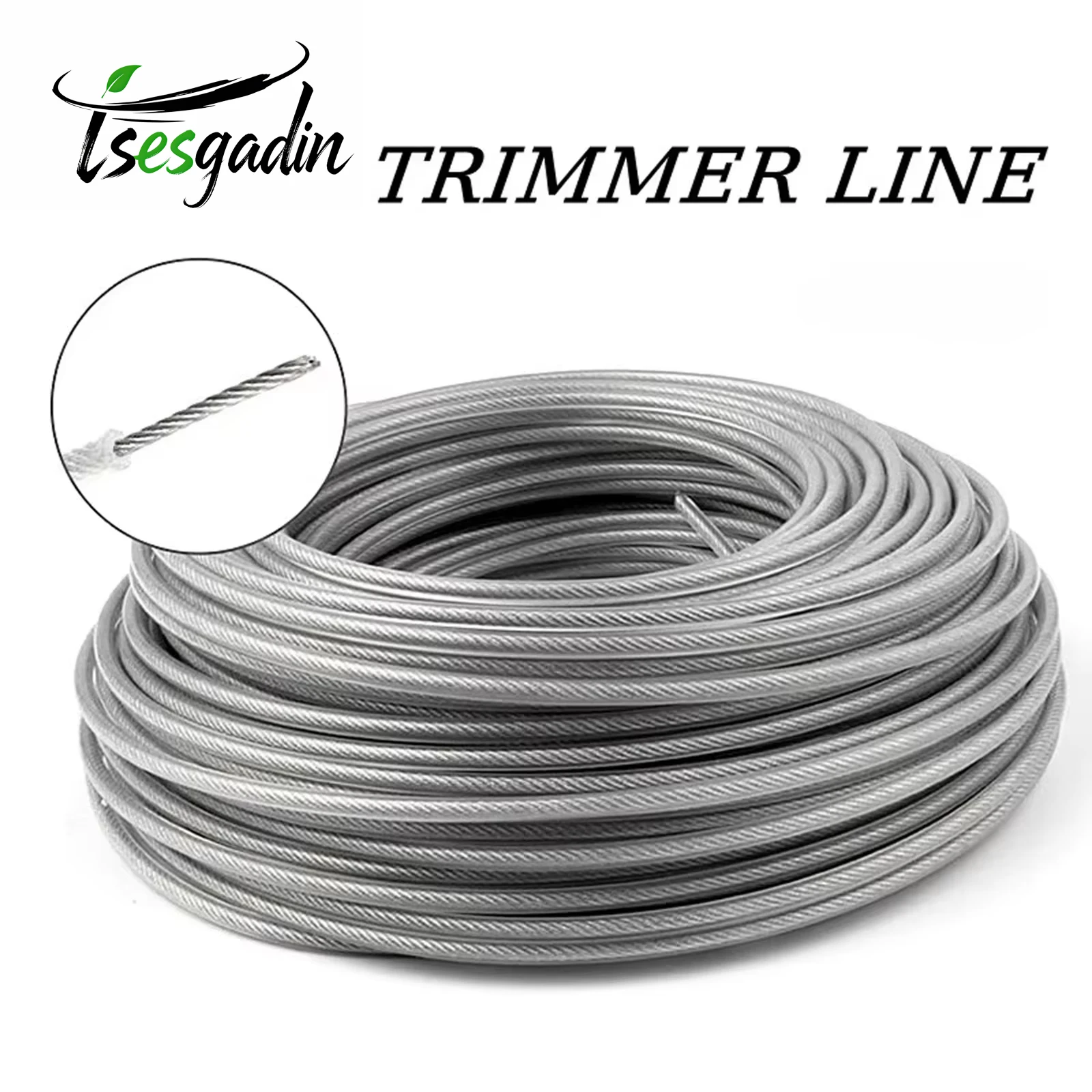 TSES-sedal de corte de acero de 2mm ~ 3mm, línea de comedor de malas hierbas de acero, hilo de corte de alambre resistente, línea de cortacésped de acero duradero