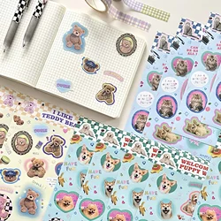 Cute Pet Sticker Retro Animals Sticker Cute Cat Bear Diary Scrapbooking DIY Aesthetic Laptop Stationery Stickers