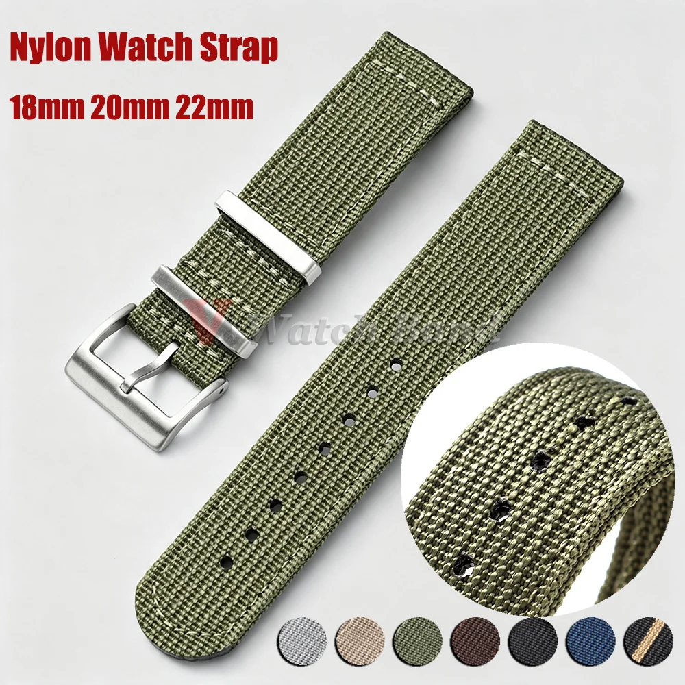 High Grade Two Layer Nylon Watchband 18mm 20mm 22mm Strap Watchband Accessories for Omega Military Watch Band Bracelet Men Women