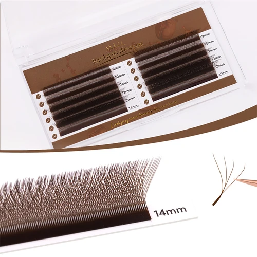 Imagen 2 del producto Extensiones de pestañas en forma de W marrón, pestañas de trébol 2D 3D 4D 5D, floración automática, ventiladores prefabricados, pestañas individuales suaves naturales