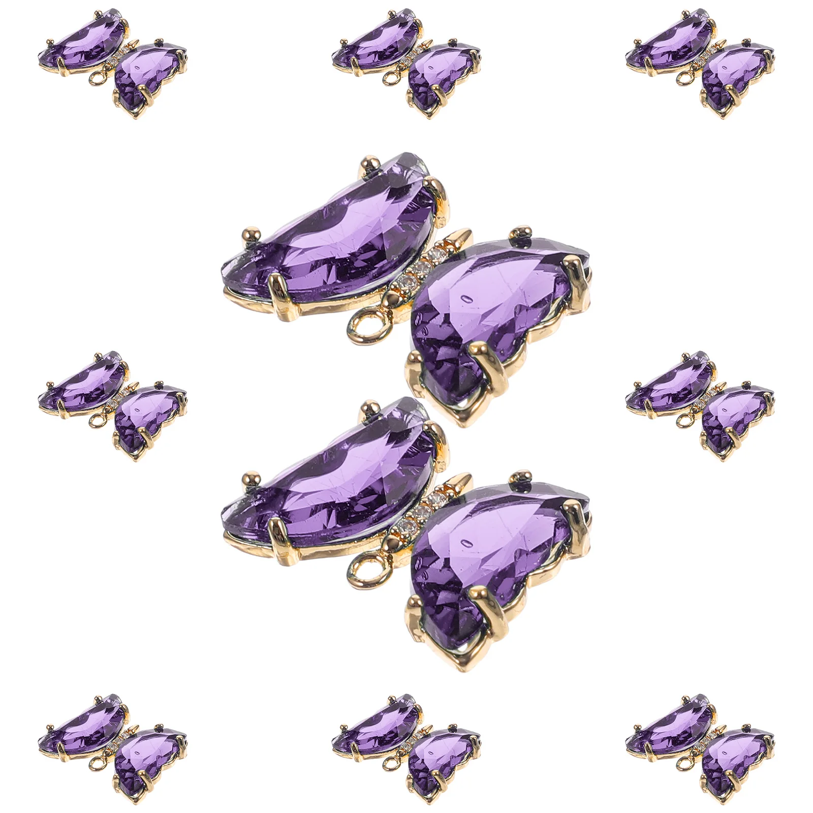 10Pcs Crystal Glass Butterfly Charms Decorative Pendants DIY Jewelry Necklace Key Chain Accessories Butterfly Charms
