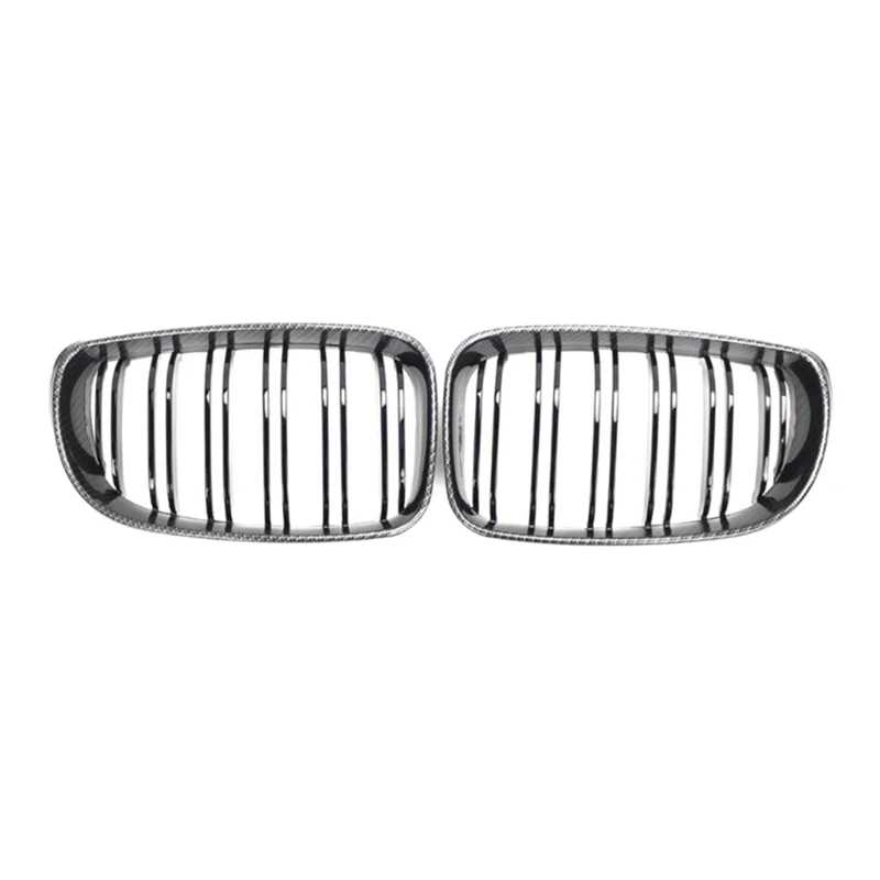 1 Pair Front Kidney Grille for E87 Carbon Fiber Double Line Left Right Front Grills Frame Trim