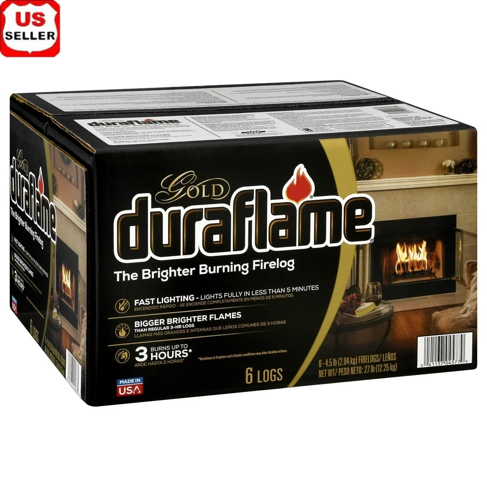 Fuoco da fuoco ecologico da 4,5 libbre Confezione da 6 Miscela Premium Illuminazione rapida Brucia di 3 ore Fiamme più grandi e più luminose Uso interno ed esterno Pulito