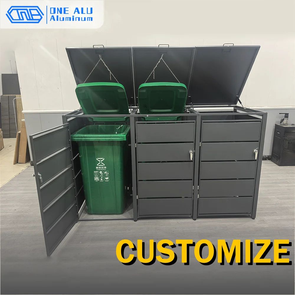 Custom Waterproof Rustproof Heavy Duty Metal Outdoor Trash Can Commercial Use in Parks Streets Shopping Malls Wheelie Bin Locker