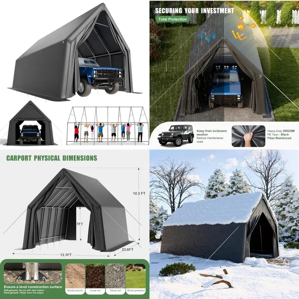 

Сверхмощный навес для автоспорта 13x24 футов — усиленное стальное укрытие для грузовика с А-образной рамой, устойчивый к атмосферным воздействиям уличный чехол для транспортных средств