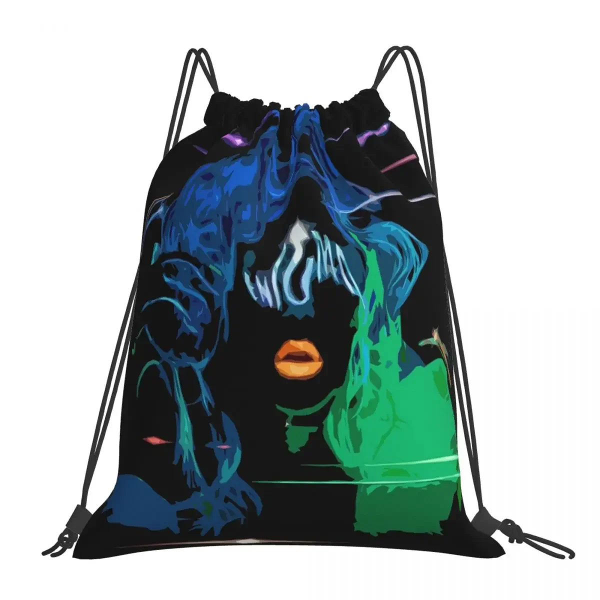 Enigma Lady Gaga Backpacks Fashion Portable Drawstring Bags Drawstring Bundle Pocket Sports Bag BookBag For Man Woman Students