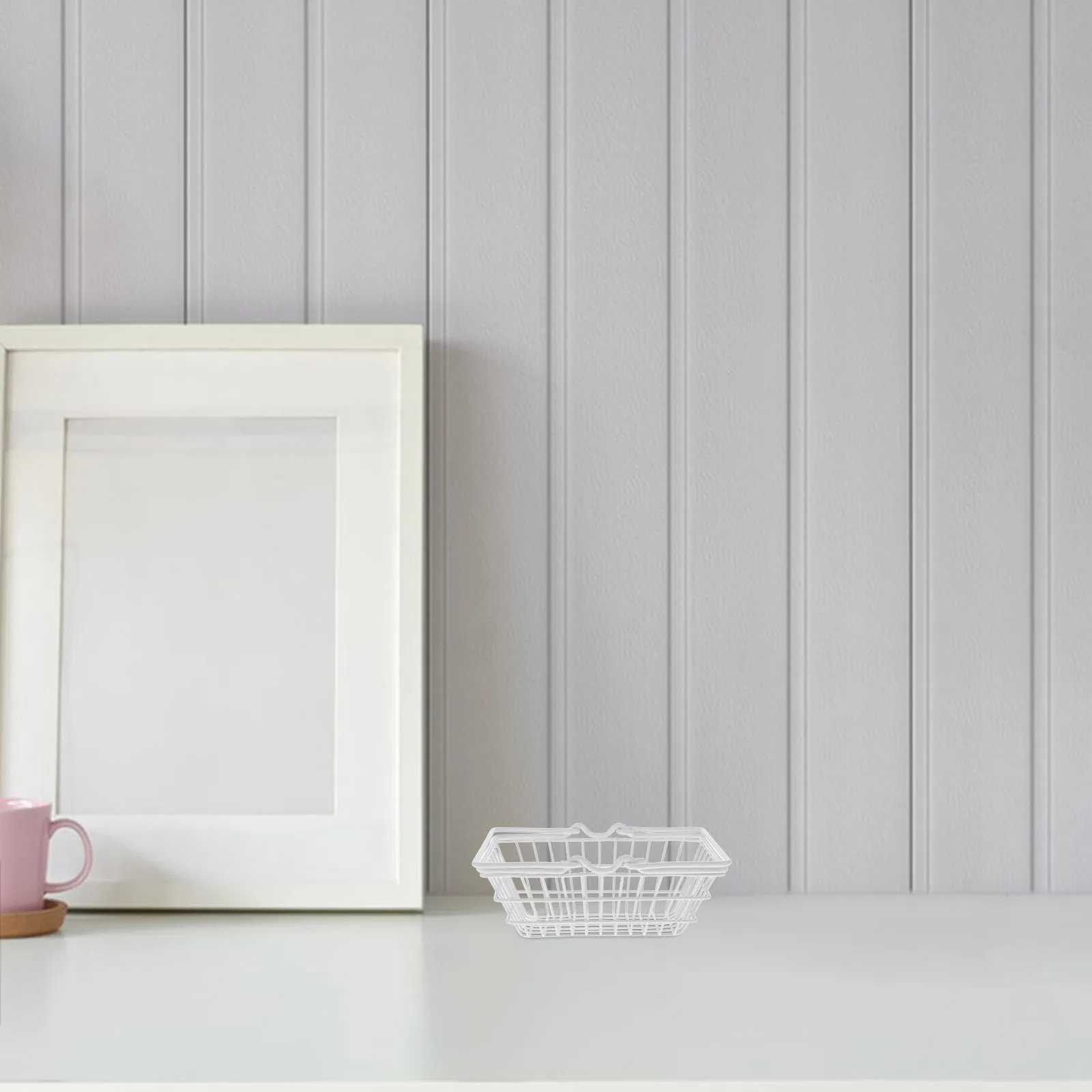 

1pc Mini Storage Basket Small Alloy Desktop Organizer With Handle Sundries Holder Practical Basket For Home Office School Use