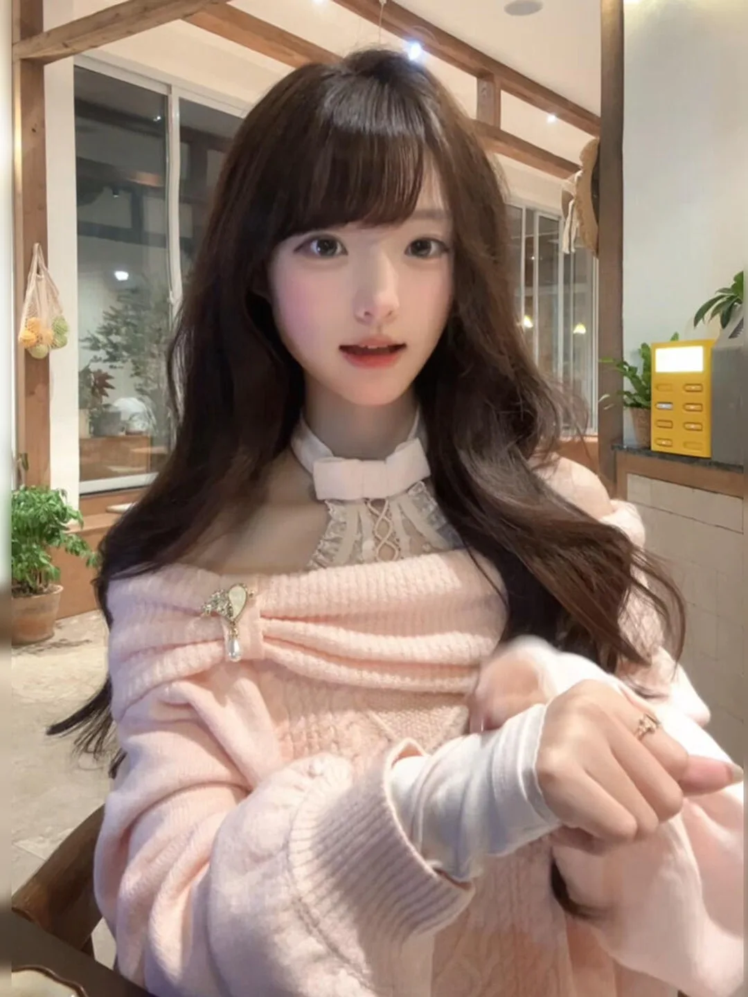 

Unique Pink One-oulder Sweater Women's Winter Inner And Outer Wear Knitted Pure Desire Milkin Knitwear Top Sweet Sle L...