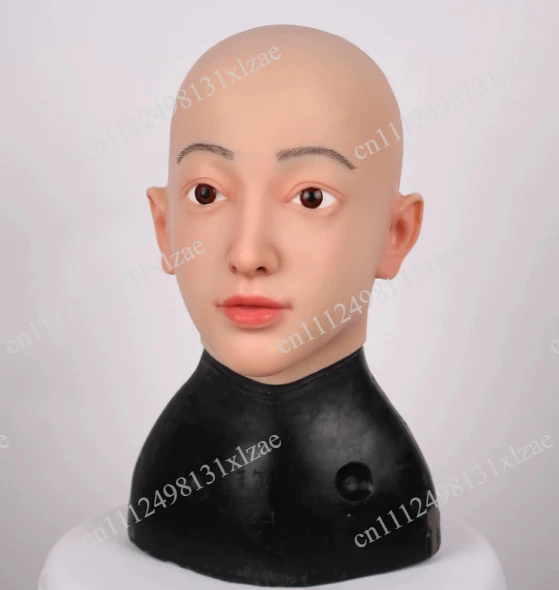 Realistic Silicone Head Mask Christinn Head Cover Ideal for Cosplay, Pranks, and Male-to-Female Crossdressing No Fake Eyes